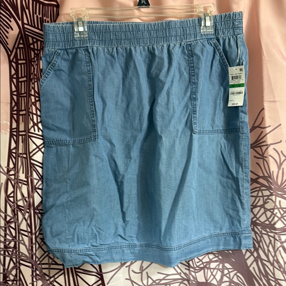 Denim Blue Skirt with Pockets